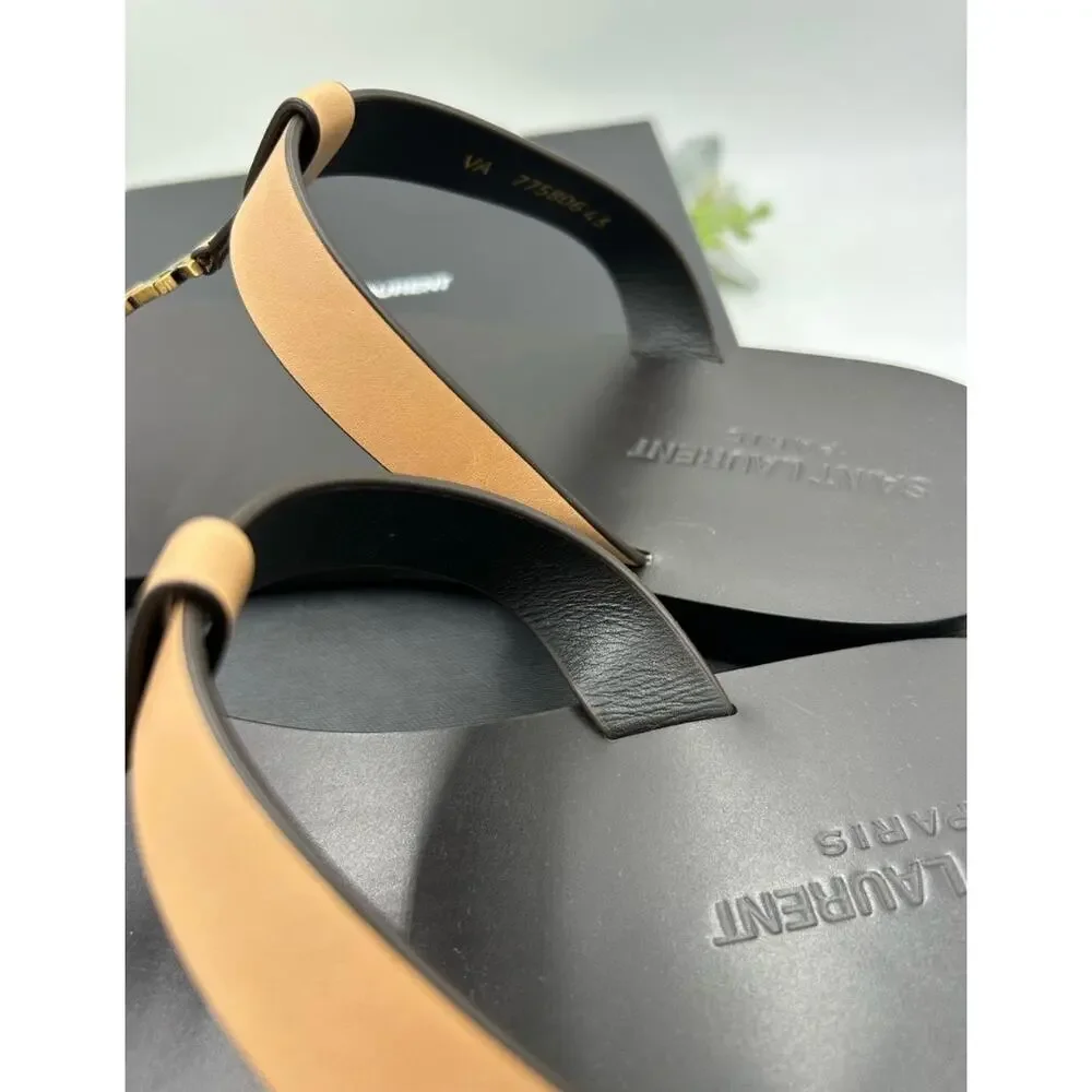 Men's Saint Laurent CASANDRE YSL logo thong sandals size 43 made in Italy